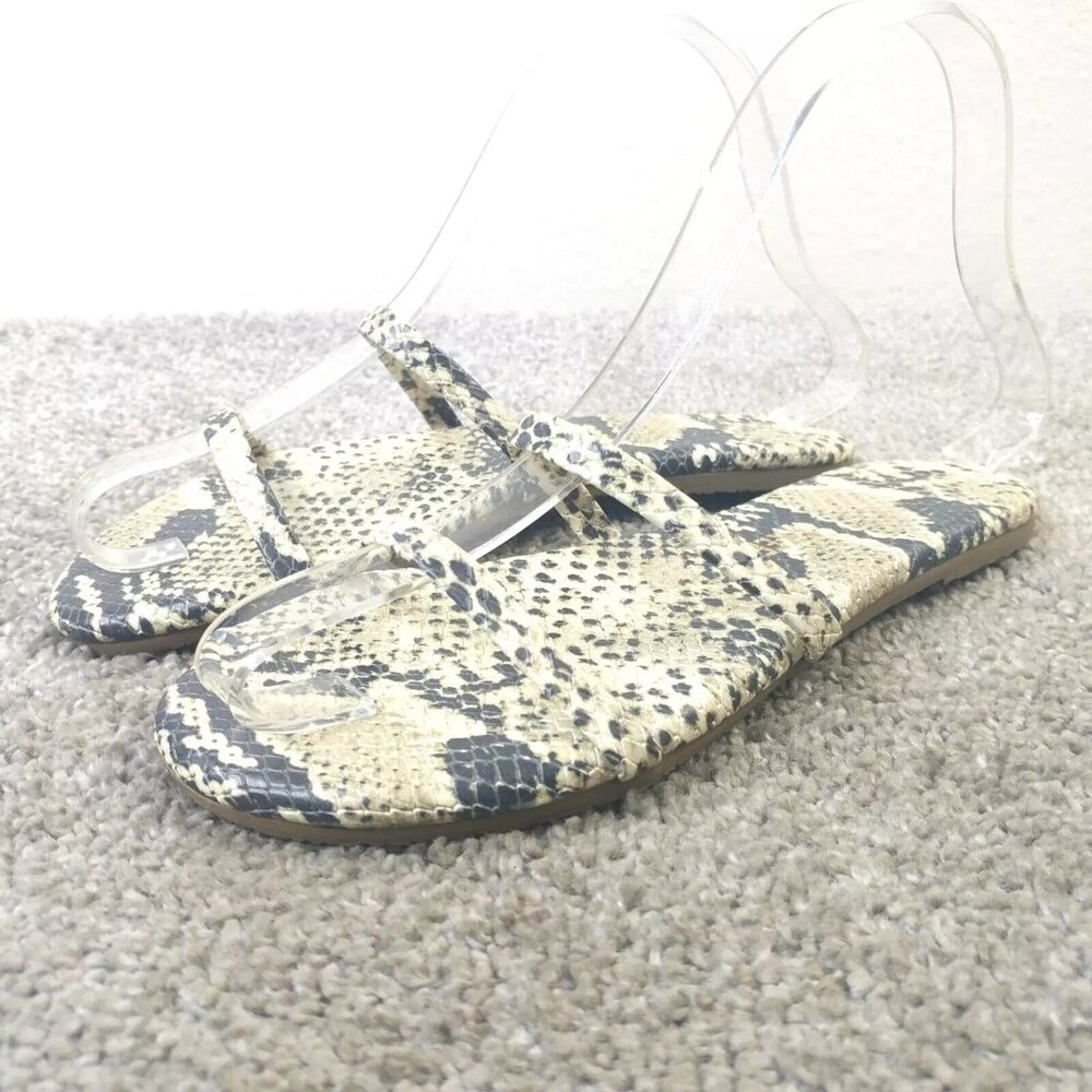 Tkees Gemma Sandals Womens Size 5 Shoes Double Strap Snake Print Leather Flats
